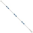 Sterling Silver Polished Aquamarine Capri Blue Glass Bead Bracelet