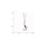 Sterling Silver Polished Pink, Red and White Enameled Butterfly Children's Necklace