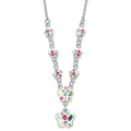 Sterling Silver Stellux Multicolor Crystal Flower w/ 2in ext. Necklace