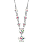 Sterling Silver Stellux Multicolor Crystal Flower w/ 2in ext. Necklace