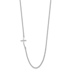 Sterling Silver Rh-plated Small Off-Set Sideways Curved Cross Necklace