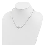 Sterling Silver Rhodium-plated Large D/C Sideways Cross Necklace