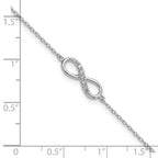 Sterling Silver Rhodium-plated with CZ Infinity w/ 1 IN EXT Bracelet