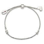 Sterling Silver Antiqued Reflections Crystal Love Heart Adjust Bracelet