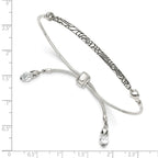 Sterling Silver Antiqued Reflections Clear Crystal Adjustable Bracelet