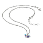 Sterling Silver Polished Blue & Purple Enameled Butterfly with 1.5inch Extension Children's Necklace