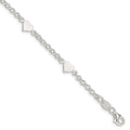 Sterling Silver Polished Hearts with .25in ext. Children's Bracelet