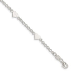 Sterling Silver Polished Hearts with .25in ext. Children's Bracelet