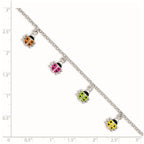 Sterling Silver Polished Multi-color Enameled Ladybugs Children's Bracelet