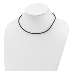 Sterling Silver 16 inch 3mm Black Twisted Rubber Necklace