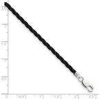 Sterling Silver 16 inch 3mm Black Twisted Rubber Necklace