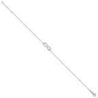 Sterling Silver Infinity 9 inch Plus 1 inch Extender - Total 10 inch Anklet