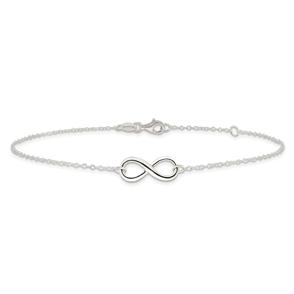 Sterling Silver Infinity 9 inch Plus 1 inch Extender - Total 10 inch Anklet