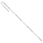 Sterling Silver Beaded 9 inch Plus 1 inch Extender - Total 10 inch Anklet