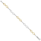 Sterling Silver Polished Flash Gold Infinity Symbol Bracelet