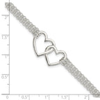 Sterling Silver Polished 3-strand w/.5in. Ext. Heart Bracelet