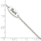 Sterling Silver Polished Enamel FAITH and Cross Bracelet