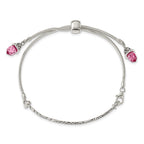 Sterling Silver Antiqued Pink Crystal Briolette Adjustable Bracelet