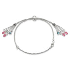 Sterling Silver Antiqued Crystal Briolette Adjustable Bracelet