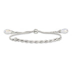 Sterling Silver Antiqued Crystal Tassel Adjustable Bracelet