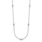 Sterling Silver Polished 5-Station CZ Necklace