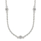 Sterling Silver Polished 5-Station CZ Necklace