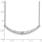 Sterling Silver Rhodium-plated CZ w/2in ext. Bar Necklace