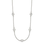 Sterling Silver Polished 5-Station CZ Necklace