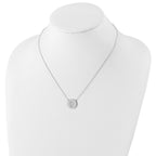 Sterling Silver Rhodium-plated Hamsa w/CZ w/2in ext. Necklace