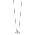 Sterling Silver Rhodium-plated Polished & Beaded CZ Crown with 2 Inch Extension Necklace