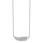 Sterling Silver Rhodium-plated w/CZ Leaf Necklace