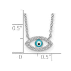 Sterling Silver Rhodium-plated Enamel Eye w/CZ Necklace