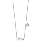 Sterling Silver Rhodium-plated Polished LOVE with CZ Heart Necklace
