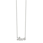 Sterling Silver Rhodium-plated Polished CZ LOVE 18in Necklace