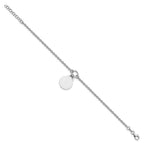 Sterling Silver Rhodium-plated Engravable Disc w/1in ext Bracelet
