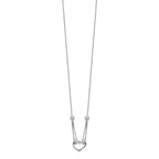Sterling Silver Rhodium-plated Heart w/Box Chain Necklace