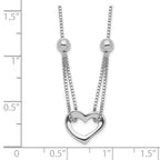 Sterling Silver Rhodium-plated Heart w/Box Chain Necklace