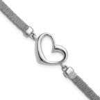 Sterling Silver Polished Wire Wrapped Texture Heart w/ .75in Ext Bracelet