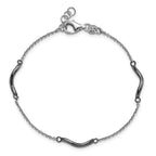Sterling Silver Ruthenium-plated Twisted Bar Stations w/ .5in. Ext Bracelet