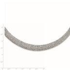 Sterling Silver Rhodium-plated Fancy Domed Necklace