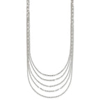 Sterling Silver 5 Strand Fancy Flat Link Necklace