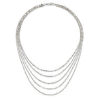 Sterling Silver 5 Strand Fancy Flat Link Necklace