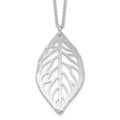 Sterling Silver Rhodium-plated Satin Cut-out Leaf Necklace