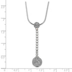 Sterling Silver Rhodium-plated Polished CZ Dangle Necklace