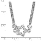 Sterling Silver CZ Star 2 Strand Diamond-cut w/ 2in ext Necklace