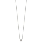 Sterling Silver Rhodium-plated Polished CZ Butterfly 16 Inch Necklace with 2 Inch extension