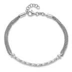 Sterling Silver Polished Twisted Bar Multistrand w/ Ext. Bracelet