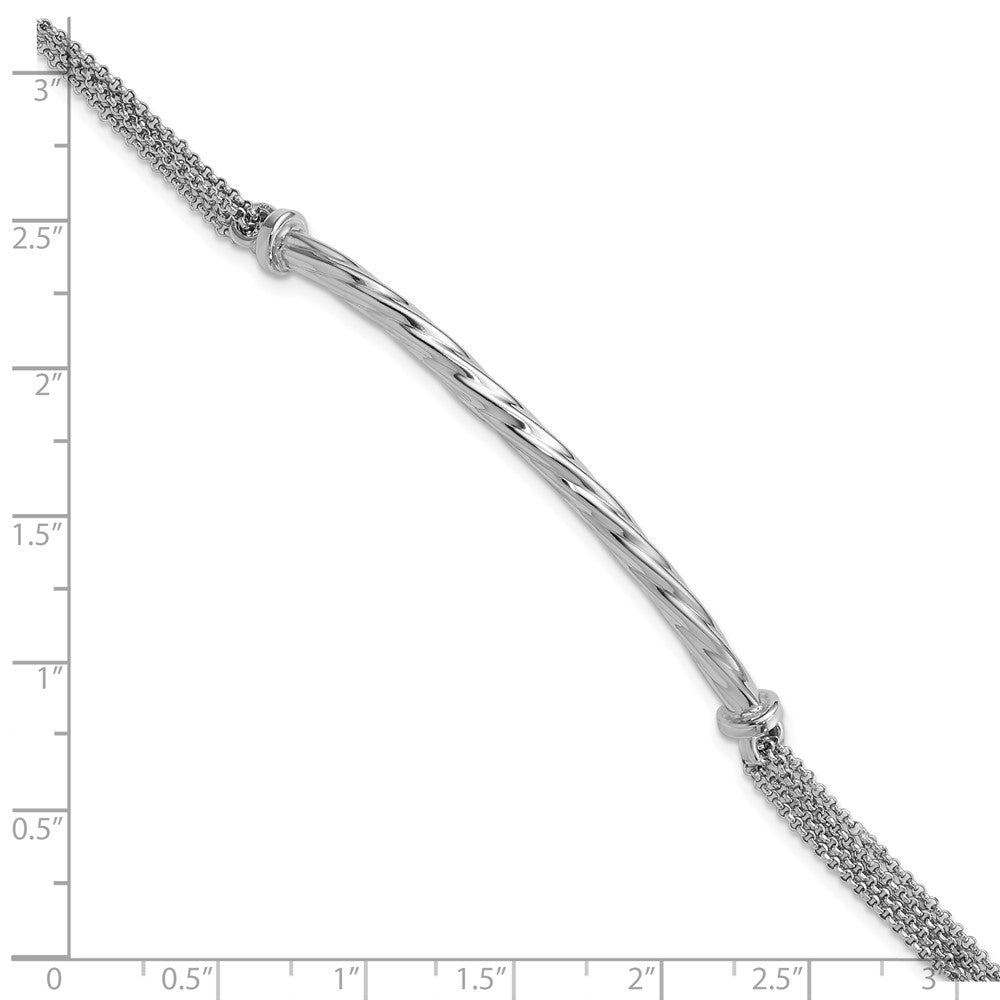Sterling Silver Polished Twisted Bar Multistrand w/ Ext. Bracelet