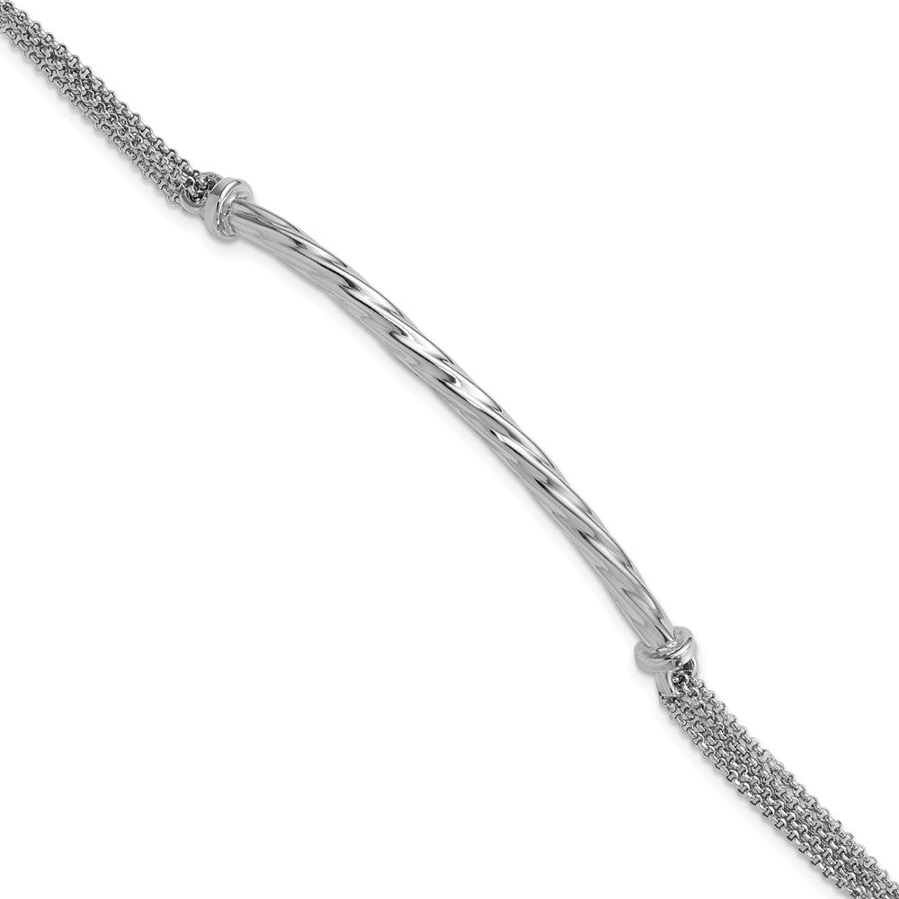 Sterling Silver Polished Twisted Bar Multistrand w/ Ext. Bracelet