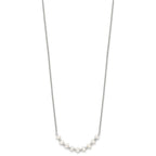 Sterling Silver Polished & Beaded 3-4mm Semi-round Freshwater Cultured Pearl Curved Children's Necklace
